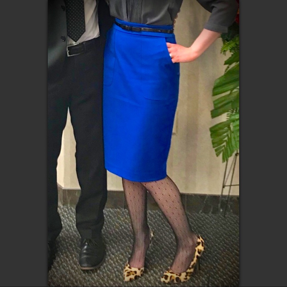 Express Cobalt Blue Pencil Skirt With POCKETS